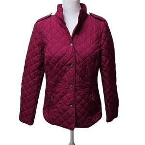 Talbots Quilted‎ Coat Raspberry Women's XS Snap Front